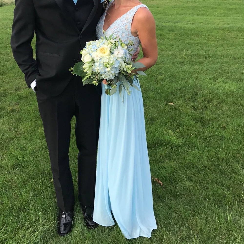 David’s Bridal Illusion V-Neck and Mesh Dress